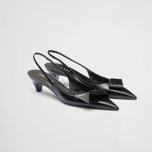 Prada Brushed Leather Slingback Pumps Size 10 - Picture 1 of 6